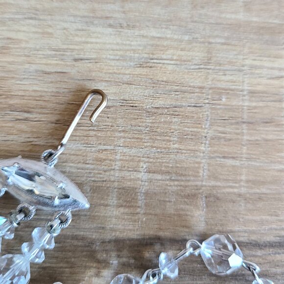 Vintage 1950s clear 3 strings crystals choker necklace. 50s classic midcentury. - Picture 7 of 7